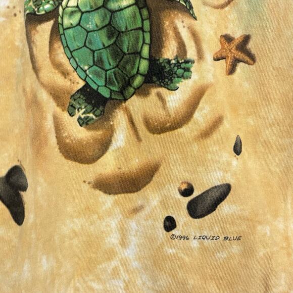 Liquid Blue 1996 Sea Turtle Beach All Over Print Crew Short Sleeve Cotton Tee L - Picture 5 of 9